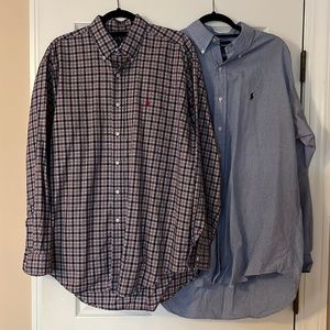 Two men’s Ralph Lauren button down shirts
